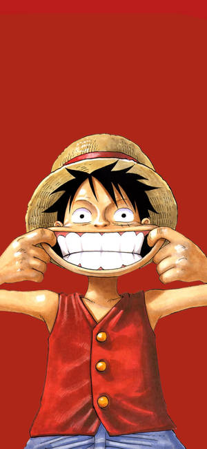 Luffy Smile On Red Background Wallpaper