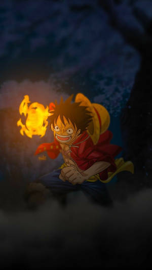 Luffy With Fire One Piece Iphone Wallpaper