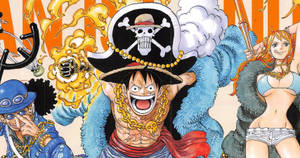 Luffy With One Piece Crew Wallpaper