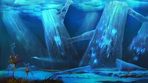 Luminescent Ice Columns Subnautica Wallpaper