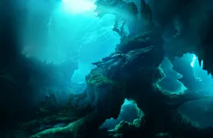 Luminous Cave Fantasy Art Wallpaper