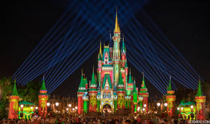 Luminous Green Disneyland Castle Wallpaper