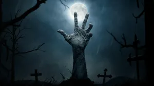 Lush Twilight Serenity At The Cemetery Wallpaper