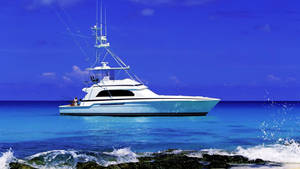 Luxury Boat On Blue Sea Wallpaper