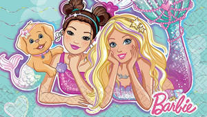 Lying Down Barbie Mermaids Wallpaper