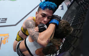M M A Fight Clinch Against Cage Wallpaper