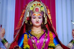 Maa Durga Colorful Outfit Wallpaper