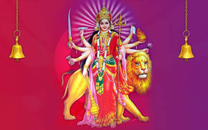 Maa Sherawali Beautiful Warrior Goddess Wallpaper