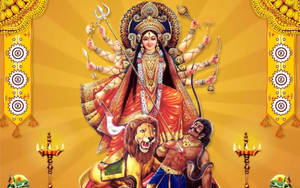 Maa Sherawali Deity Durga Puja Art Wallpaper