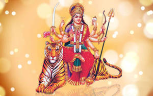 Maa Sherawali Goddess Beige Aesthetic Wallpaper