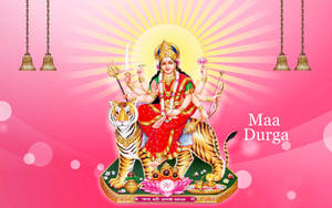 Maa Sherawali Hindu Goddess Pink Aesthetic Wallpaper