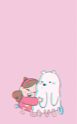 Mabel Pines Pink Bear Wallpaper