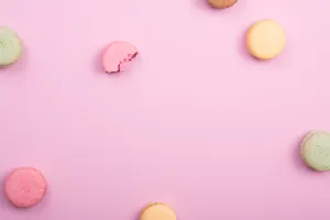 Macarons On Kawaii Pink Surface Wallpaper