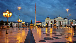Macedonia Square At Night Wallpaper