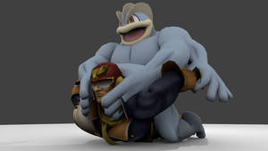 Machamp Wrestling With Hero Wallpaper