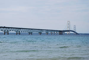 Mackinac Bridge Choppy Waves Wallpaper