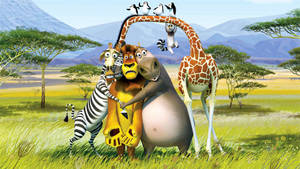 Madagascar Hugging Characters Wallpaper