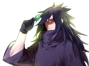 Madara Uchiha Holding A Leaf Wallpaper