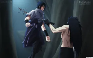 Madara Uchiha Stabbing Sasuke Wallpaper
