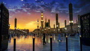 Madina Mosque Sunset H D Wallpaper