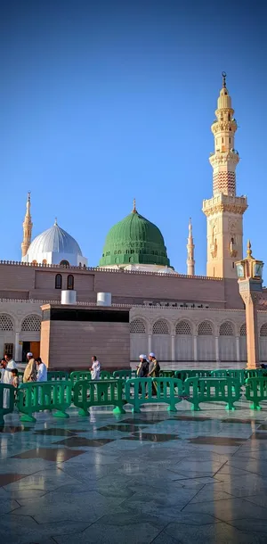 Download Madina Sharif Arches And Minarets Wallpaper | Wallpapers.com |  Green dome, Island wallpaper, Heaven wallpaper