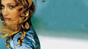 Madonna In A Blue Silk Shirt Wallpaper