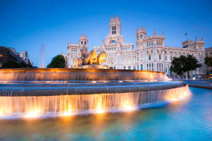 Madrid Plaza De Cibeles Fountain Wallpaper