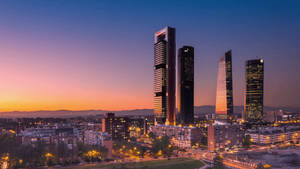 Madrid Spain Cuatro Torres Sunset Wallpaper