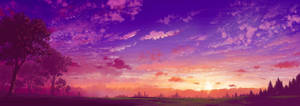 Magenta Sunset Sky Art Wallpaper