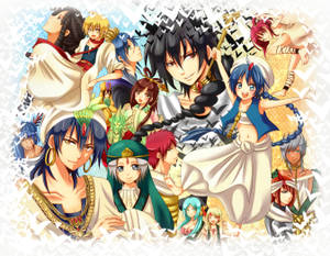 Magi The Labyrinth Of Magic Collage Wallpaper