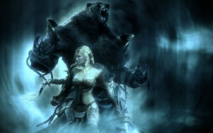 Magic Beast And Woman Warrior Wallpaper