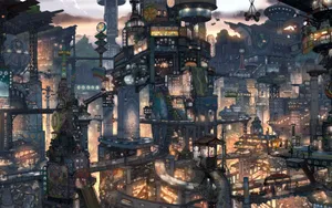 Magical Anime City Hd Wallpaper