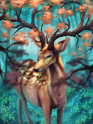 Magical Deer Patronus Painting Wallpaper
