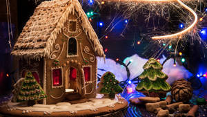 Magical Gingerbread House Design Wallpaper