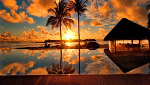 Magical Tropical Sunset View Wallpaper
