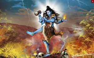 Mahadev Fire Digital Art Wallpaper