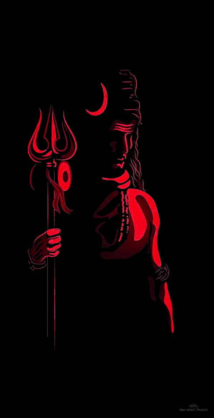 Mahadev Full Hd Red And Black Art Wallpaper