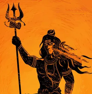 Mahakaal Hd Black Art On Orange Wallpaper
