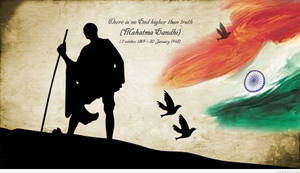 Mahatma Gandhi With Indian Flag Quote Wallpaper