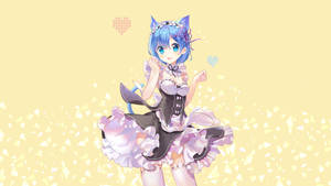 Maid Rem With Cat Ears Wallpaper