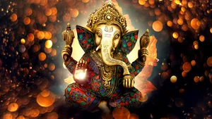 Majestic 3d Representation Of Lord Ganesh Wallpaper