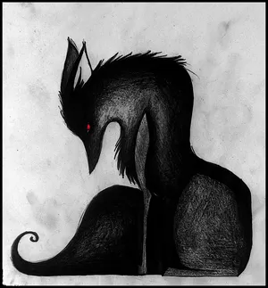 Majestic Black Cartoon Fox Taking A Glide Through The Night Sky Wallpaper