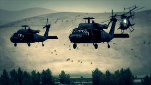 Majestic Black Hawk Helicopter Soaring High Wallpaper