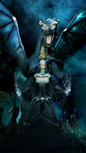 Majestic Blue Dragon Perched On A Rock Wallpaper