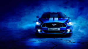 Majestic Blue Ford Mustang Enveloped In Fog Wallpaper