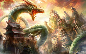 Majestic_ Chinese_ Dragon_ Above_ Mythical_ Palace Wallpaper