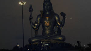 Majestic Dark Shiva Metal Statue Wallpaper