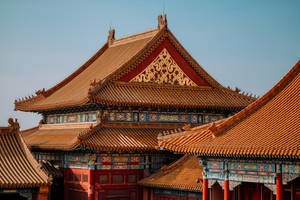 Majestic Double-eave Hip Roof In The Forbidden City Wallpaper