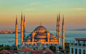 Majestic Evening At Sultan Ahmed Mosque Wallpaper