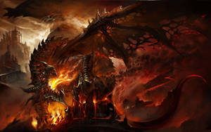 Majestic Fire Dragon Unleashing Its Power Wallpaper